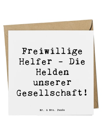 Mr. & Mrs. Panda Doppelkarte Spruch Freiwilliger Held mit Spruch in Weiß