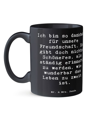 Mr. & Mrs. Panda Tasse Dankbarkeit für Freundschaft mit Spruch in Schwarz