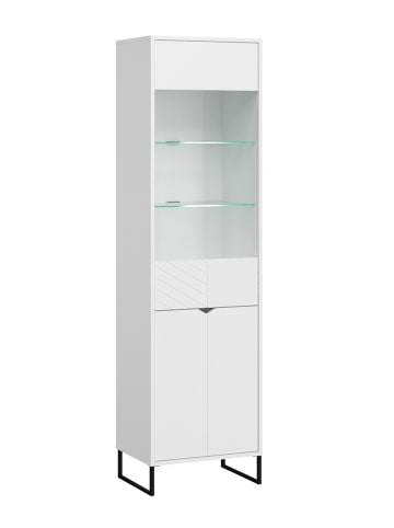Feldmann-Wohnen Vitrine Caseres weiß | schwarz 50 / 38 / 184cm