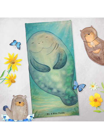 Mr. & Mrs. Panda Handtuch Seekuh Happy Design ohne Spruch in Weiß