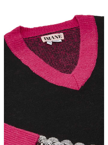 IMANE Strickpullover in Pink Schwarz