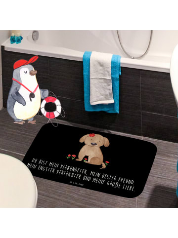 Mr. & Mrs. Panda Badteppich Hund Dame mit Spruch in Schwarz