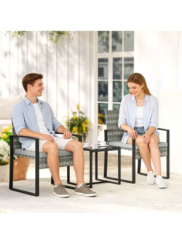 Outsunny Rattan Bistroset,55cm x 58cm x 76cm,grau