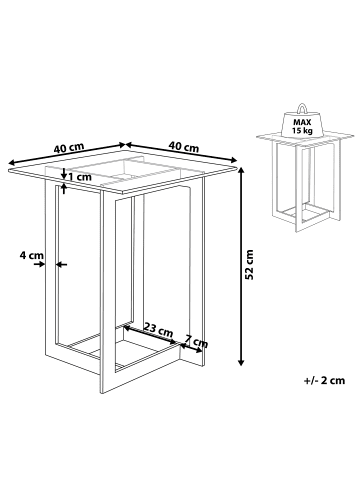 Beliani Beistelltisch CRYSTAL in Gold/Transparent - (W) 40 x (H) 52 x (L) 40 cm