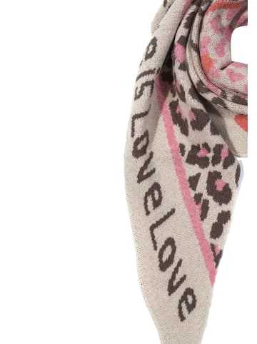 Faera Animal Love Dreieckstuch elastischer Strick Leo Muster in Rosa
