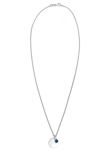 Elli Halskette 925 Sterling Silber Geburtsstein, Geburtsstein - April, Kreis in Grün