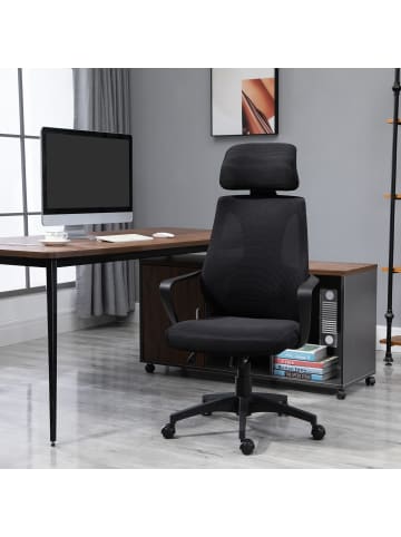 Vinsetto Bürostuhl-64L x 55B x 116-126H cm-Schwarz