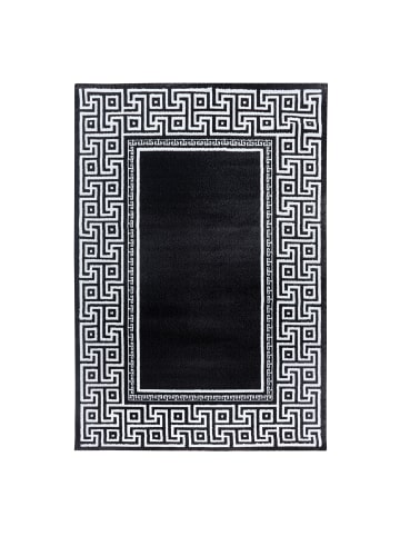 KADIMA DESIGN Teppich Kurzflor Waschbar Mäander DRAU Strapazierfähig OEKO-TEX in Schwarz