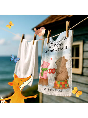 Mr. & Mrs. Panda Handtuch Glühschwein Sause Design mit Spruch in Weiß