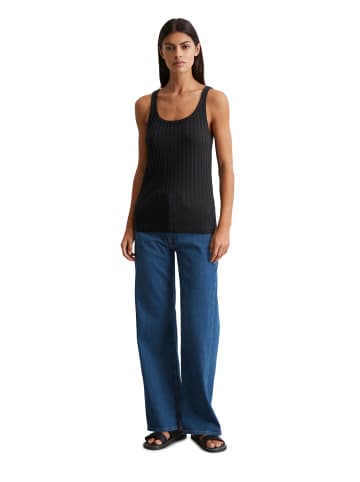 Marc O'Polo Pointelle-Top slim in Schwarz
