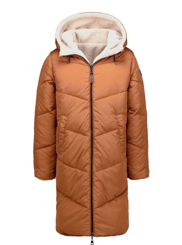 Garcia Wintermantel lang Teddyfell-Futter in nutmeg