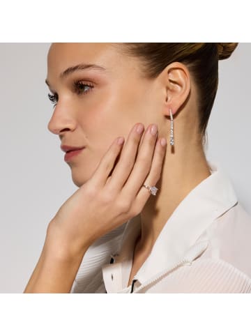 Luxenter Ohrringe aus 925er Sterlingsilber mit glitzernden Zirkonia-Steinen, rhodiniert