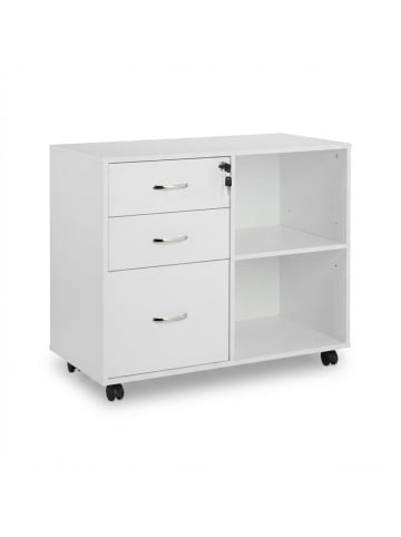 relaxdays Rollcontainer in Weiß - (B)80 x (H)66 x (T)40 cm