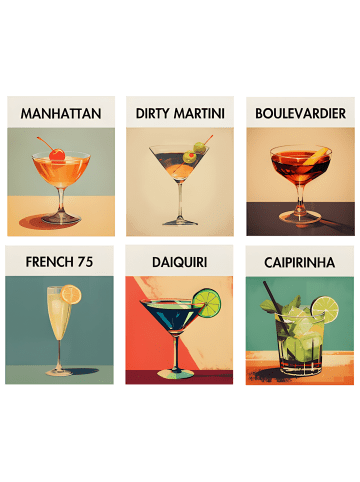 ARTNANAS Mini Malen nach Zahlen 4er/6er Set-"Cocktails Pop Art 4"