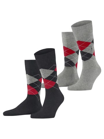 Burlington Socken 2er Pack in Schwarz/Grau/Rot