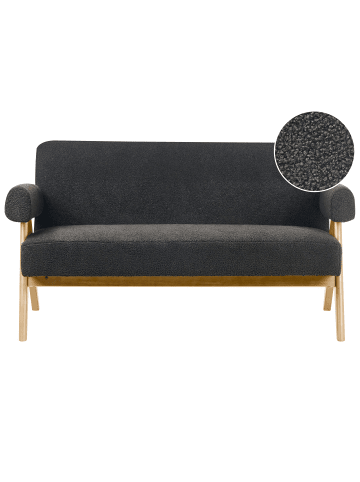 Beliani 2-Sitzer Sofa TAMRE in Schwarz/Braun - (W) 148 x (H) 79 x (L) 78 cm