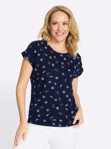 Sieh an! Rundhals-Shirt in marine-beige-bedruckt