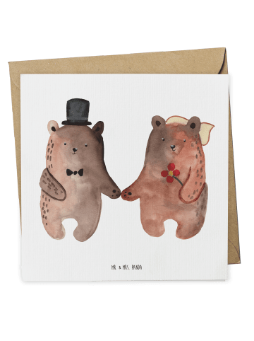 Mr. & Mrs. Panda Deluxe Karte Bär Heirat ohne Spruch in Weiß