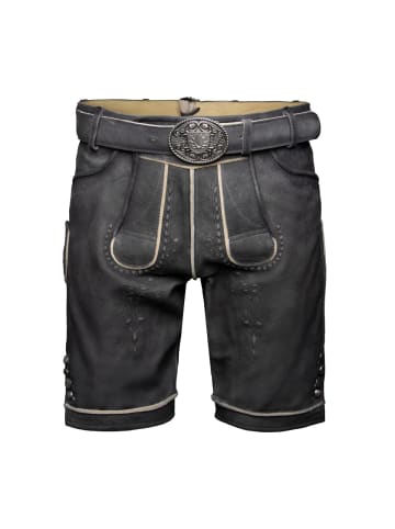 KRÜGER Lederhose Kuno mit Gürtel in dunkelgrau