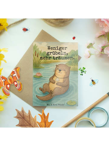 Mr. & Mrs. Panda Grußkarte Otter Muschel Design mit Spruch in Weiß