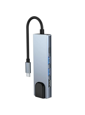TechProtect 5in1 Multifunktionsadapter V3 USB-C – USB-A / USB-C / HDMI / in Grau