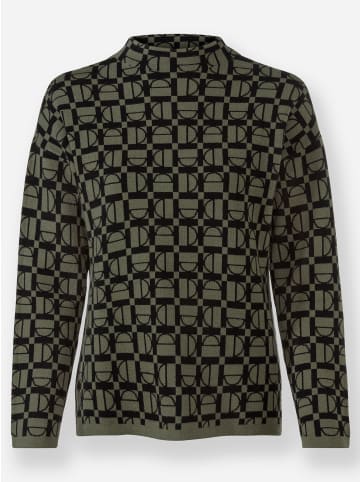 Heine Jacquard-Pullover in khaki-schwarz-gemustert