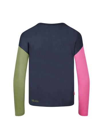 Trollkids Longsleeve "Verdal" in Dunkle Olive/Hellmagenta/Marine