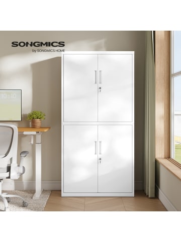 SONGMICS Aktenschrank Berend in Weiß - (B)80 x (H)180 x (T)40 cm