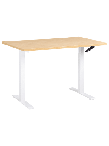 Beliani Höhenverstellbarer Schreibtisch DESTINES in Braun/Weiß