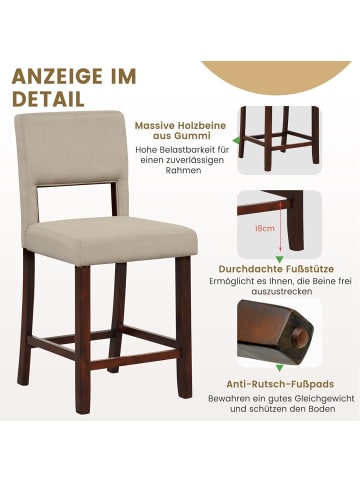 COSTWAY 2er Set Esszimmerstühle in Beige