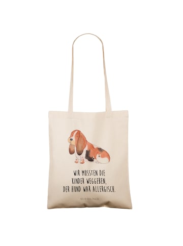 Mr. & Mrs. Panda Tragetasche Hund Basset Hound mit Spruch in Creme