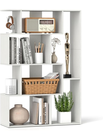 COSTWAY Geometrische Bücherregal in Weiß