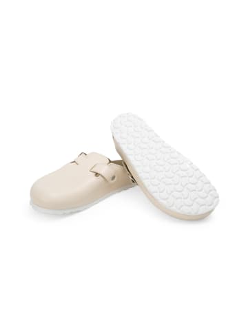 VITAFORM Olivengegerbtes (Nappa)Leder Clogs in beige