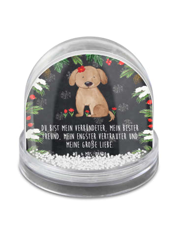 Mr. & Mrs. Panda Weihnachts Schneekugel Hund Dame mit Spruch in Kreidetafel