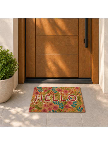relaxdays Fußmatte "Hello Blumen" in Bunt - (L)60 x (B)40 cm