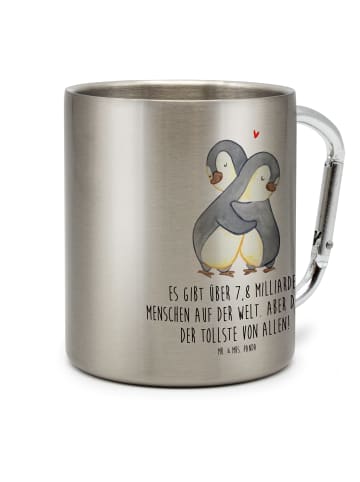 Mr. & Mrs. Panda Tasse Pinguine Kuscheln mit Spruch in Silber