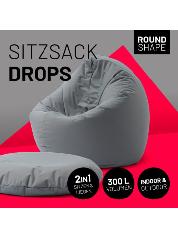 Lumaland Indoor/Outdoor-Sitzsack Runder 2in1 Sitzsack 300l  120x80x75cm - Grau