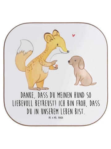 Mr. & Mrs. Panda Holzuntersetzer Danke Hundesitter mit Spruch in Weiß