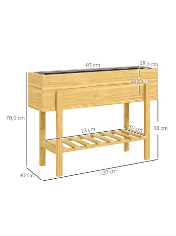Outsunny Hochbeet 100L x 30B x 70,5H cm Naturholz
