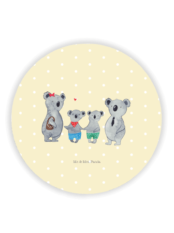 Mr. & Mrs. Panda Rund Magnet Koala Familie zwei ohne Spruch in Gelb Pastell