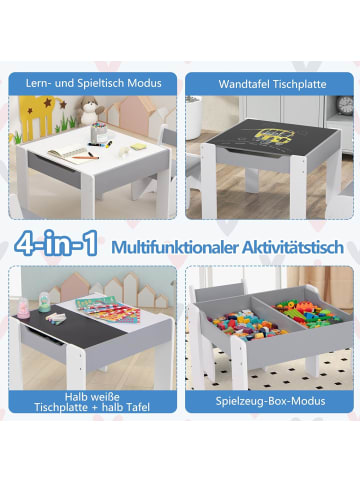 COSTWAY Kindertisch mit 2 Stühlen in Grau