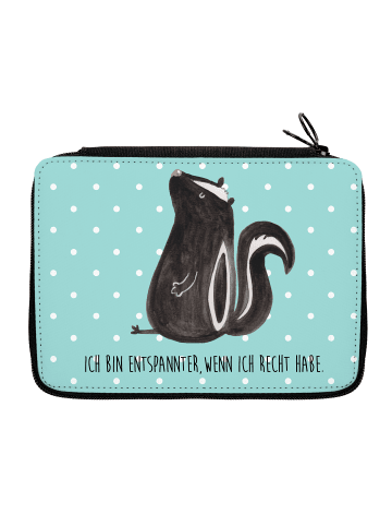 Mr. & Mrs. Panda Mäppchen Stinktier Sitzen mit Spruch in Türkis Pastell