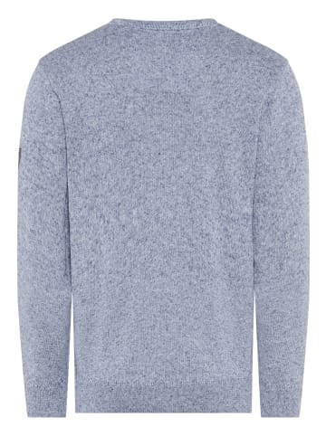 Delmao Rundhalspullover in blau melange