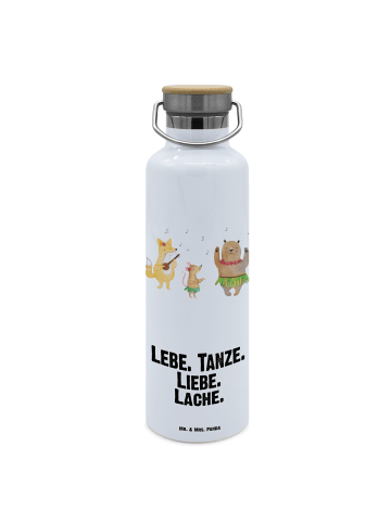 Mr. & Mrs. Panda Trinkflasche Edelstahl Waldtiere Aloha mit Spruch in Weiß