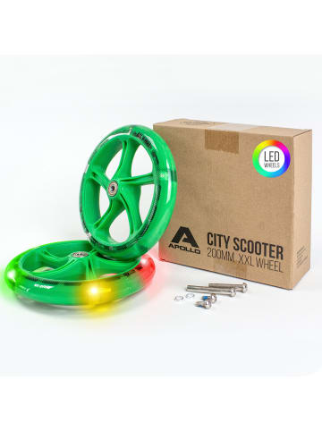 Apollo City Scooter Ersatzräder 200 mm " Pro Wheels XXL " in Green Core LED