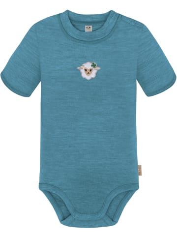 Normani Outdoor Sports Baby Merino Kurzarmbody Tihoi in Blau