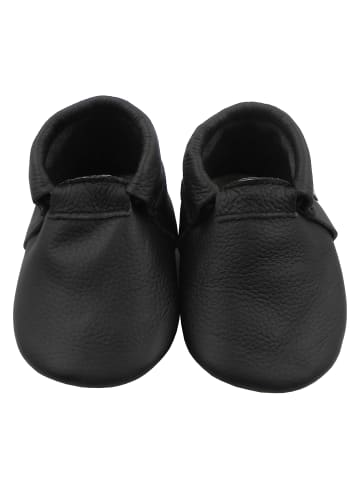Mepiq Baby Leder-Krabbelschuhe in Schwarz