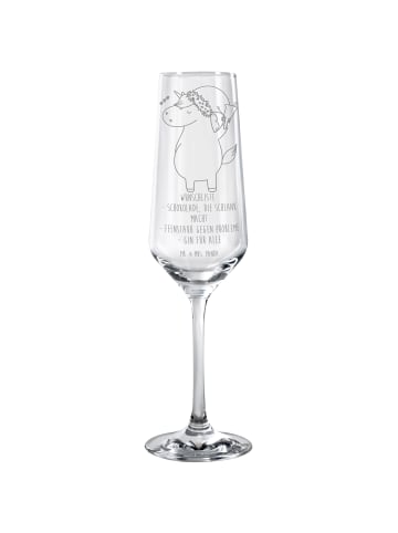Mr. & Mrs. Panda Sektglas Einhorn Weihnachtsmann mit Spruch in Transparent
