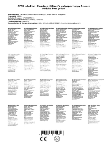 Casadeco Kindertapete Happy Dreams Fahrzeuge