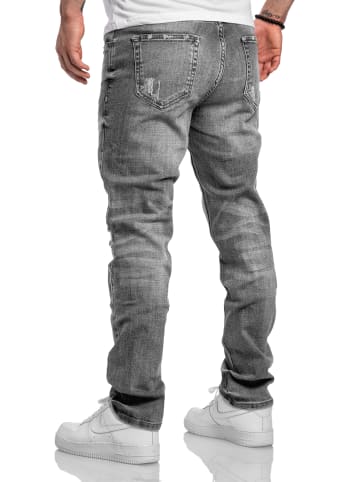 Amaci&Sons Regular Fit Destroyed Jeans KANSAS in Grau (Patches)